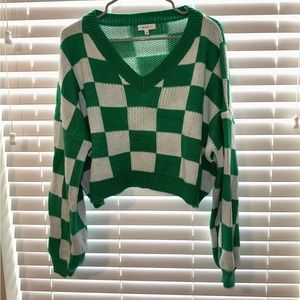 checkered sweater